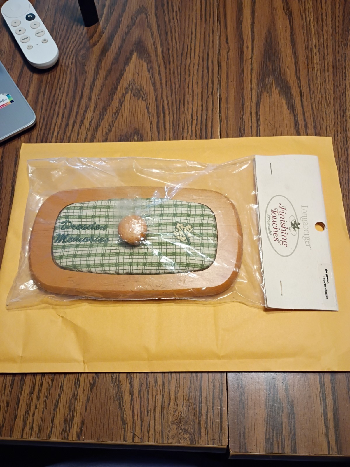 Longaberger Homestead Finishing Touches Dresden Memories Green & White Lid NOS