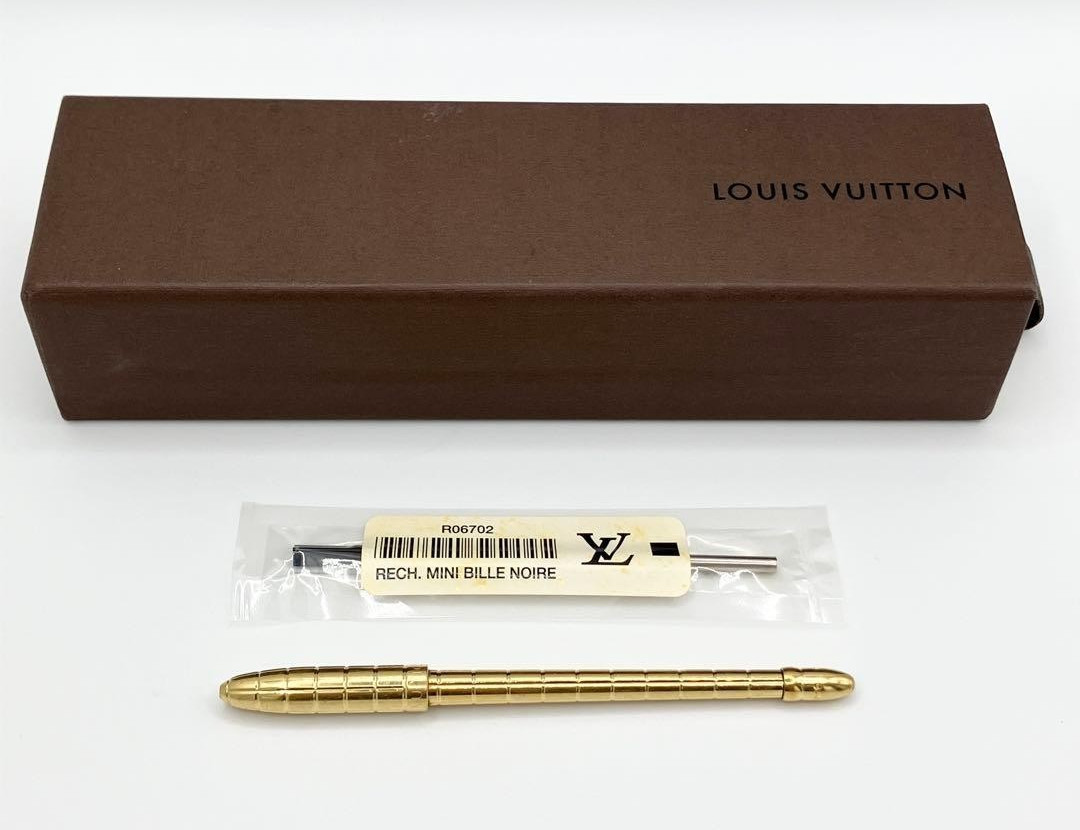 [Exc+5 w/Box&Refill] Louis Vuitton Stylo Agenda Gold metal Twisted Ballpoint Pen