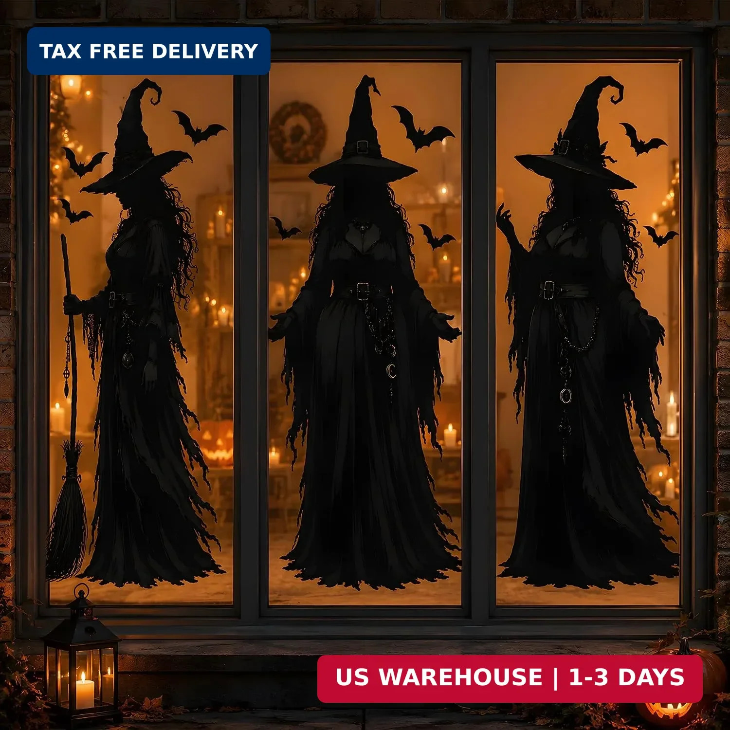 Halloween Decorations - Witch Window Clings for Halloween Party Decor