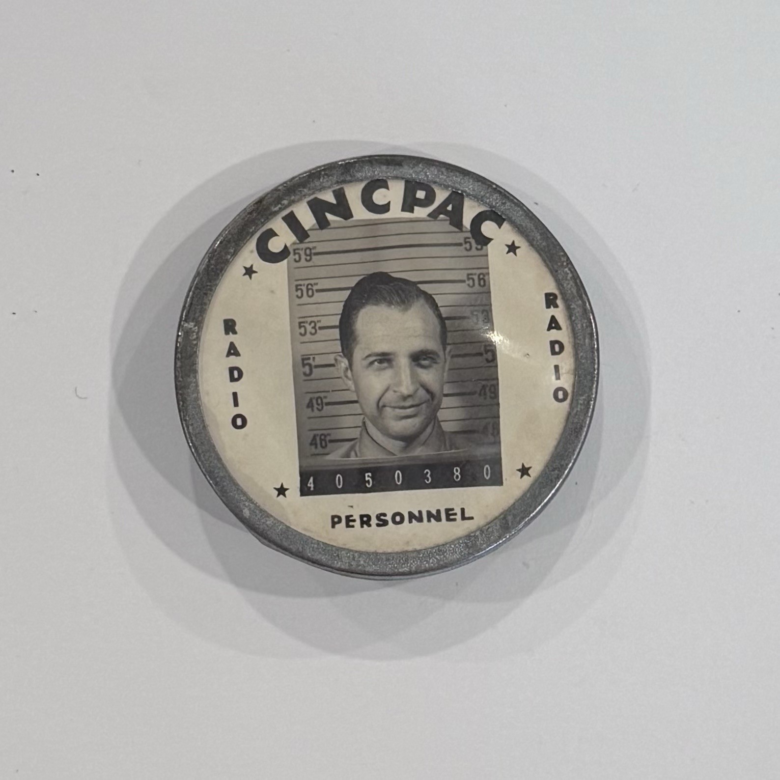 Vtg WWII Era CINCPAC Radio Employee Photo Badge - Radio, US Navy Pacific Fleet