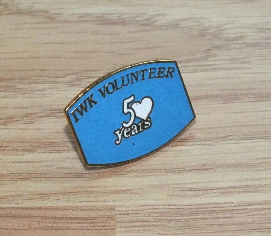 Blue & Gold Tone Vintage IWK Volunteer 5 Years Collectible Souvenir Lapel Pin 