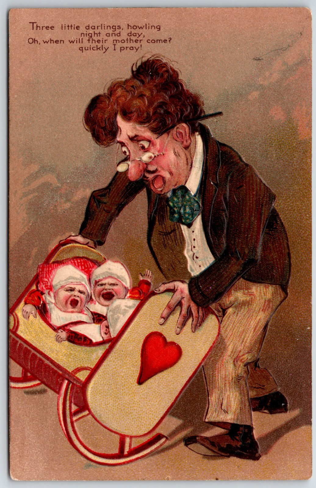 Antique beautifully Embossed French Old Vintage Postcard April Fools\' Day 1UNP