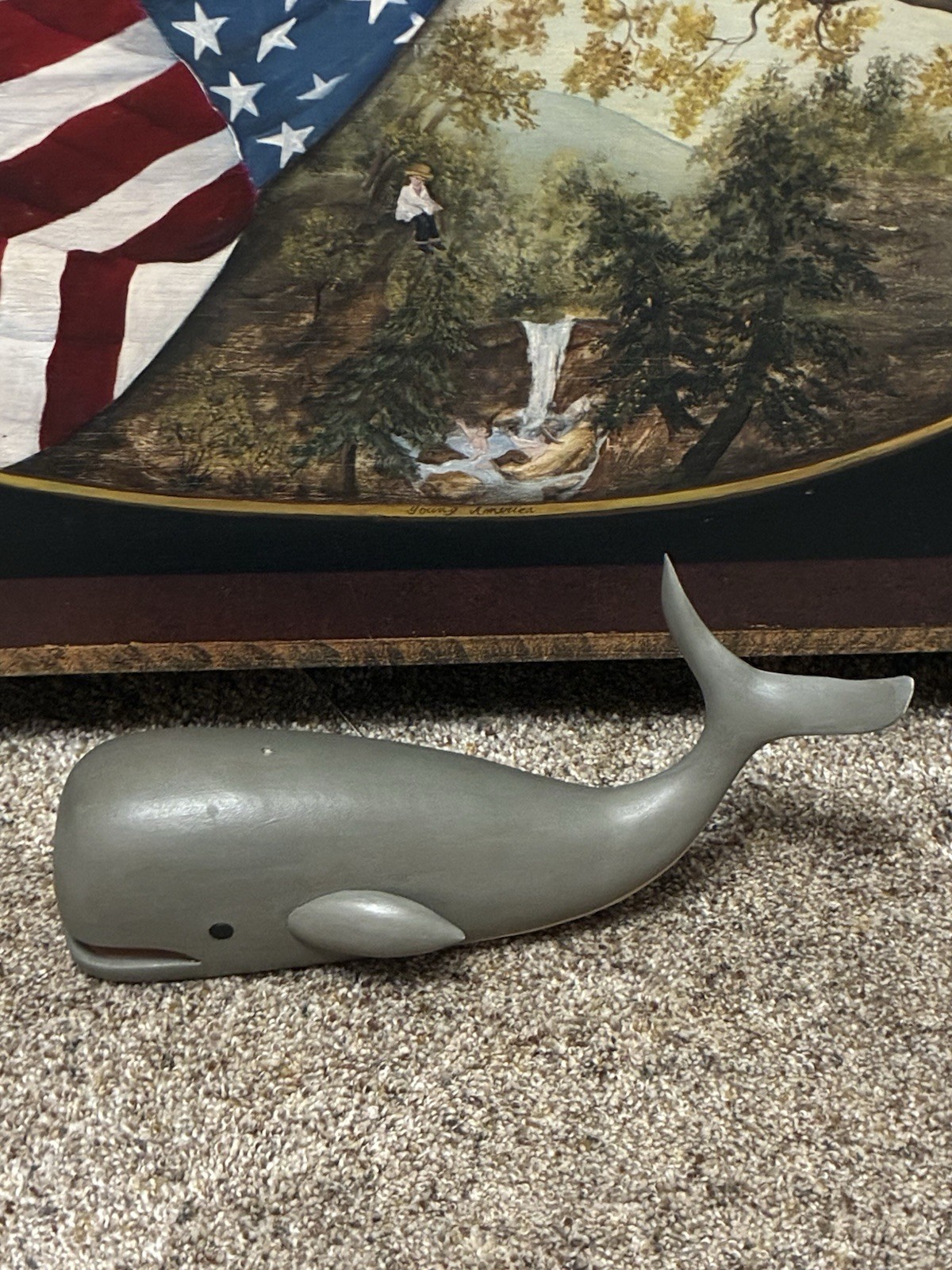 Mark Glandon Original Hand Carved And Painted Big Whale Folk Art Primitive Rare