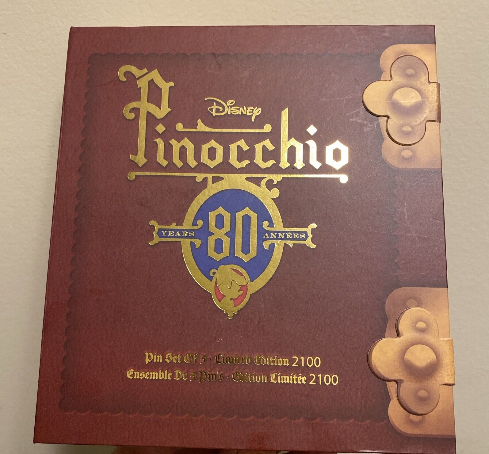 Disney Pinocchio Pin Set Limited Edition 5 Pins 80th Anniversary Boxed LE - NEW