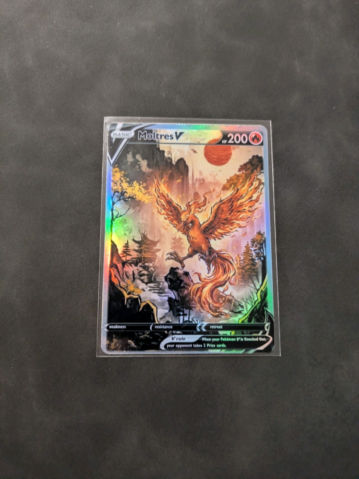 Red Sun Style Moltres Holographic Display Card