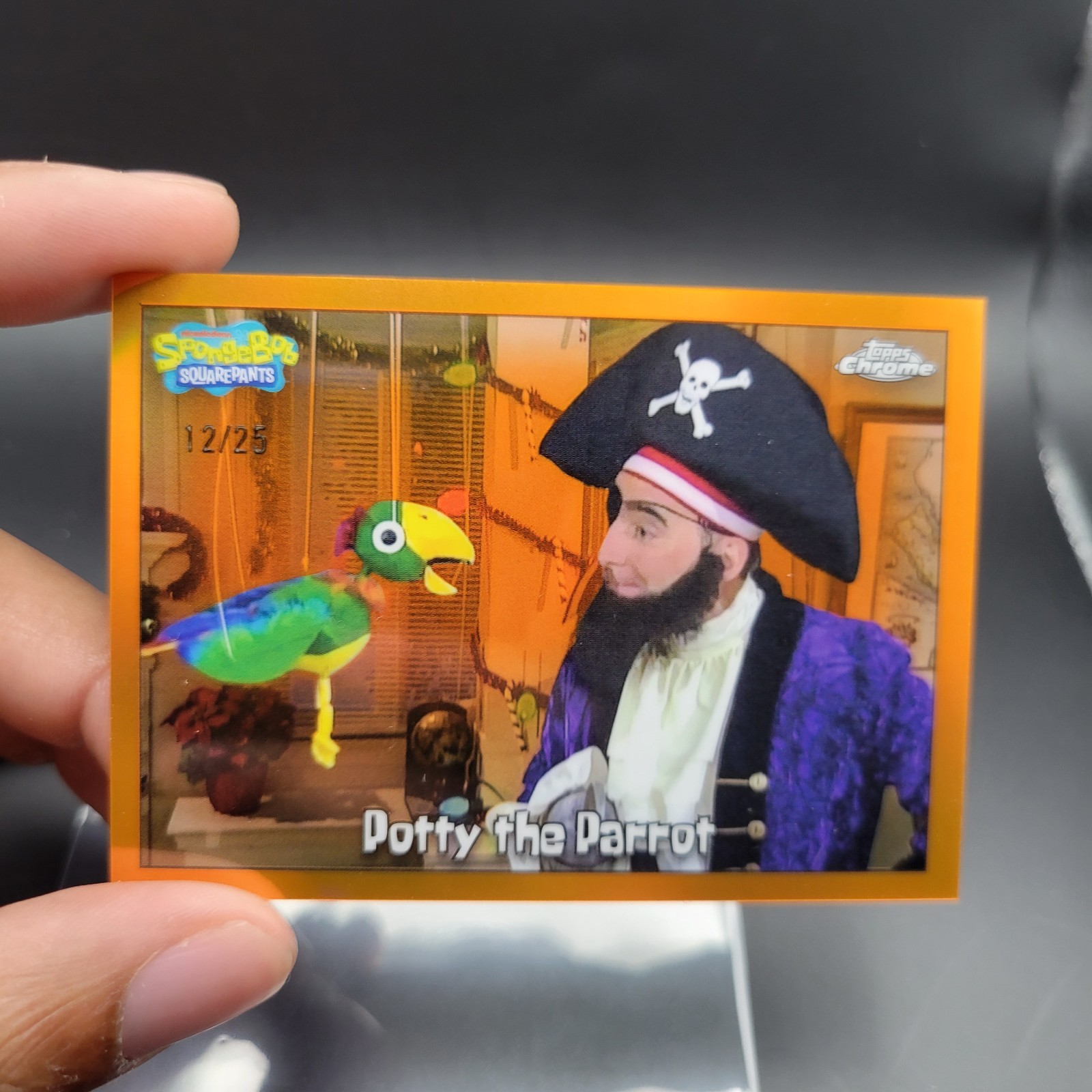 2025 Topps Chrome SpongeBob Potty The Parrot Orange /25 #5 SSP