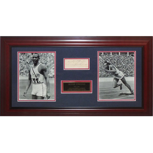 Jesse Owens Autographed USA Track 1936 Olympics Deluxe Framed Tribute Piece - JS