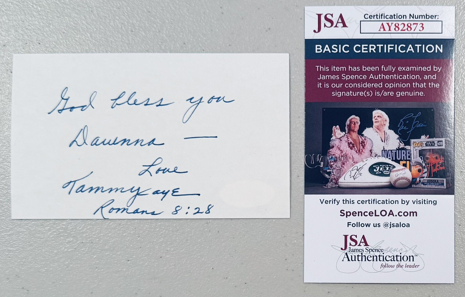 Tammy Faye Bakker Signed Autographed 3x5 Card JSA Cert Televangelist PTL Jim