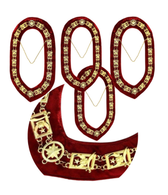 FREEMASON - Masonic Shriners Shriner -chain collar Gold Plated Red Velvet pack 4