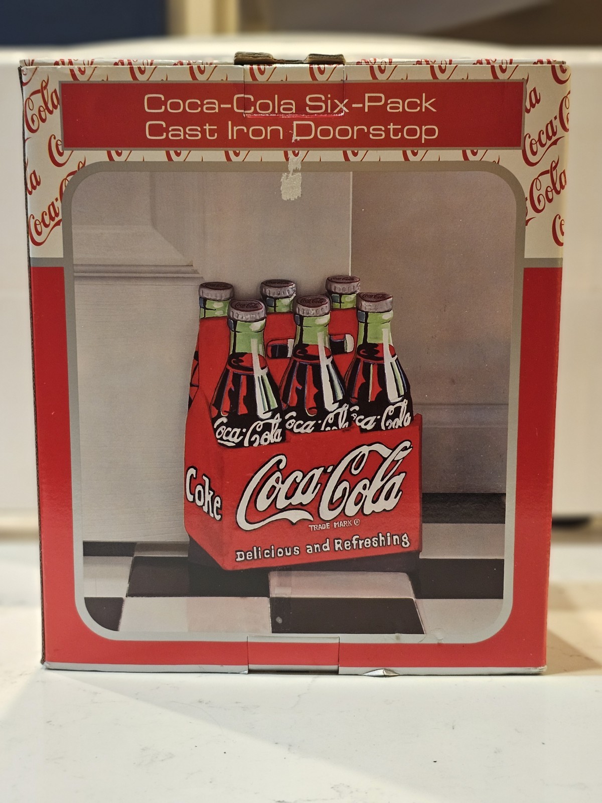 New Old Stock 1997 Coca Cola Six-Pack Cast Iron Doorstop 282081
