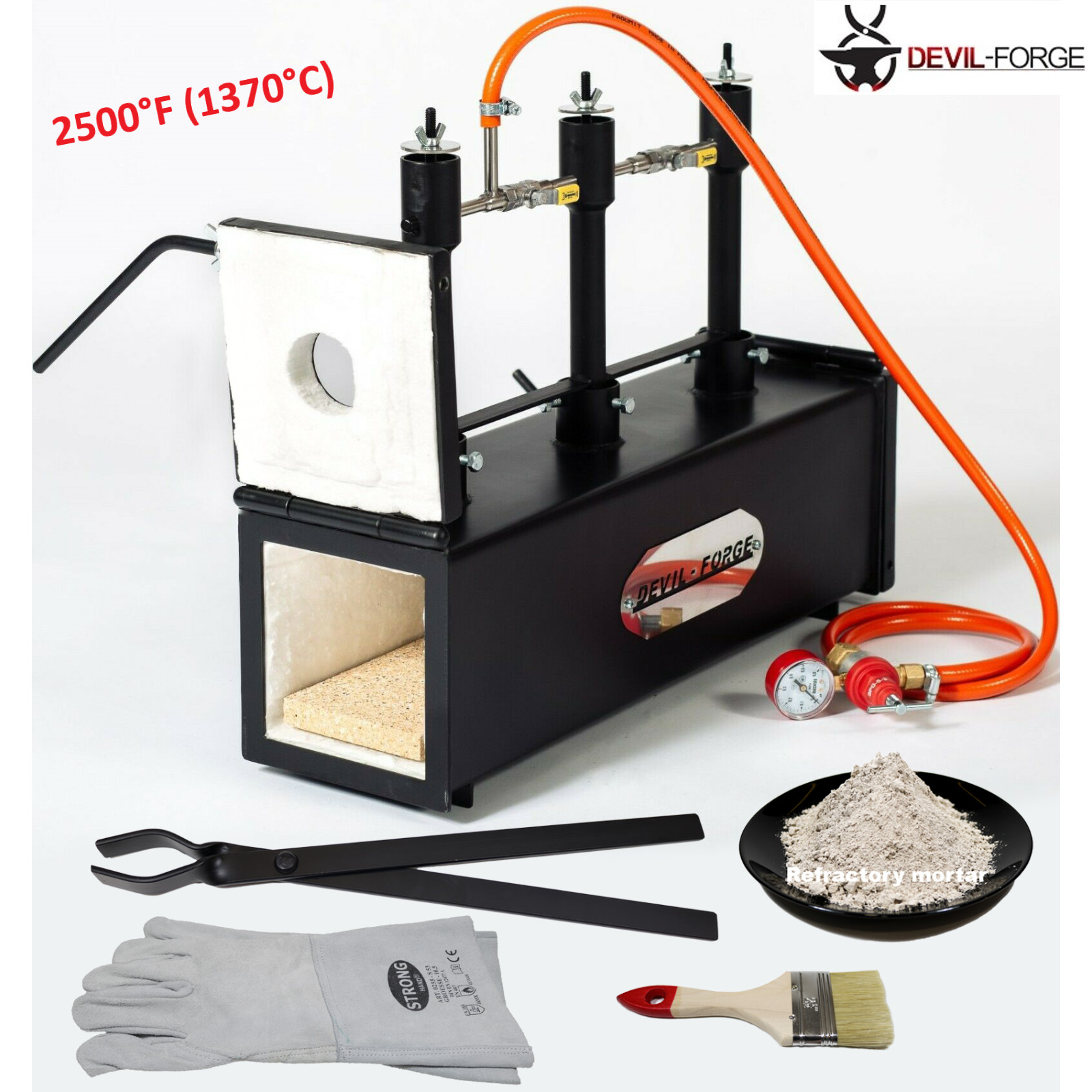 DEVIL-FORGE DFPROF3+2D Gas Propane Forge Farrier Burner Kiln +Tongs USA (NEW)