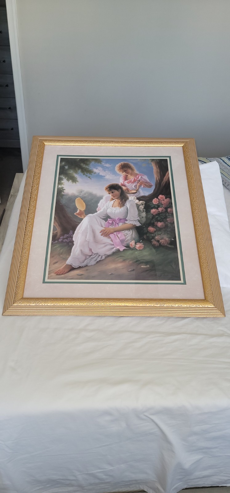 Home Interior Girl And A Lady Matted Gold Framed 29\
