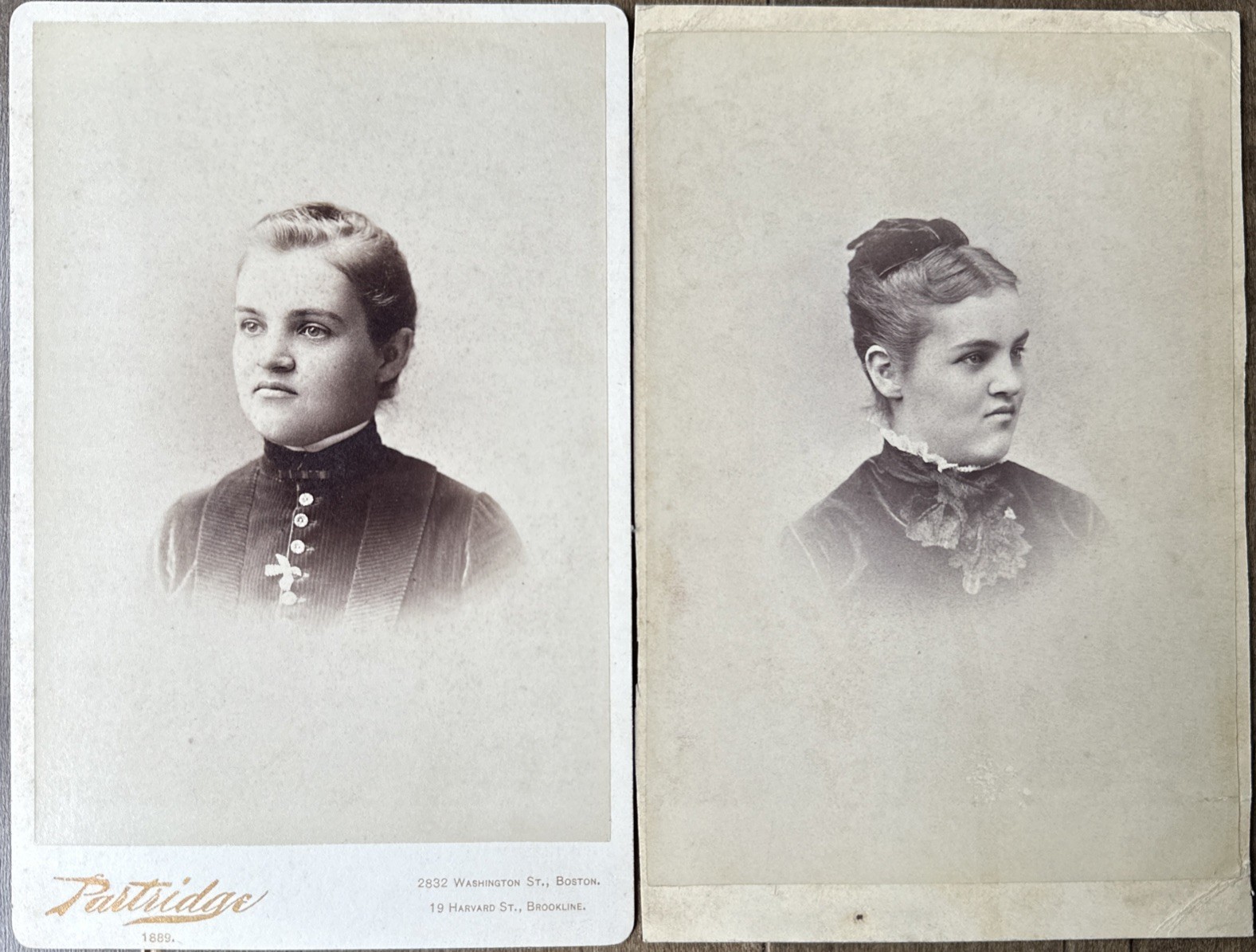 2 Antique Victorian Cabinet Card Women Photos Boston Partridge N Conner 1800s