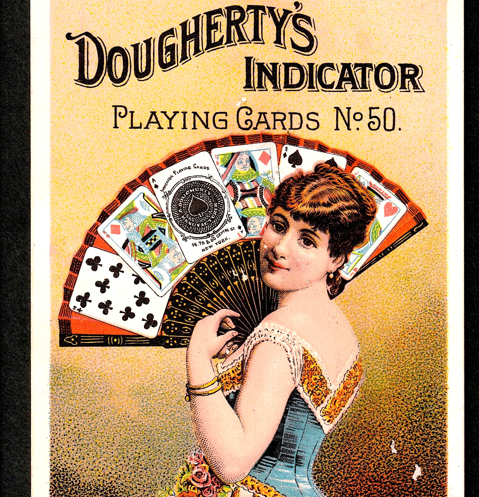 1885 RARE Andrew Doughertys Indicator Playing Cards #50 Victorian Fan Trade Card