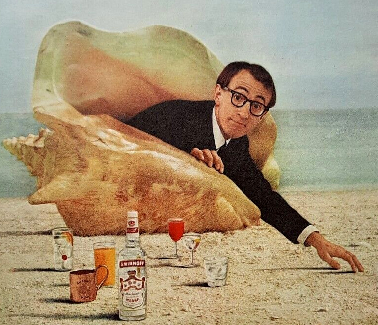 1966 Smirnoff Vodka Woody Allen shell Original Print Ad