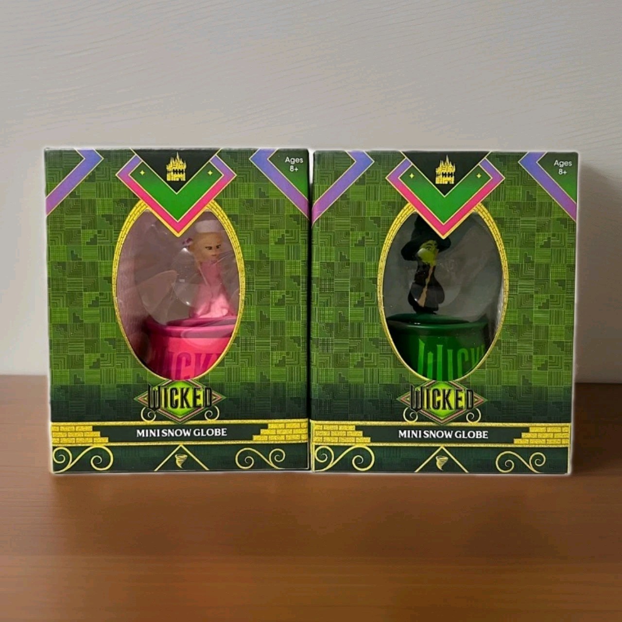 Wicked the Musical Mini Snow Globe Set – Elphaba & Glinda – NEW