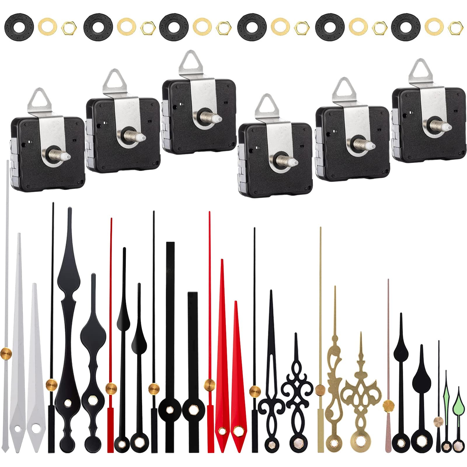 6 PCS Silent Sweep Clock Mechanism Kit 9 Pack Hands Battery Operated Repair