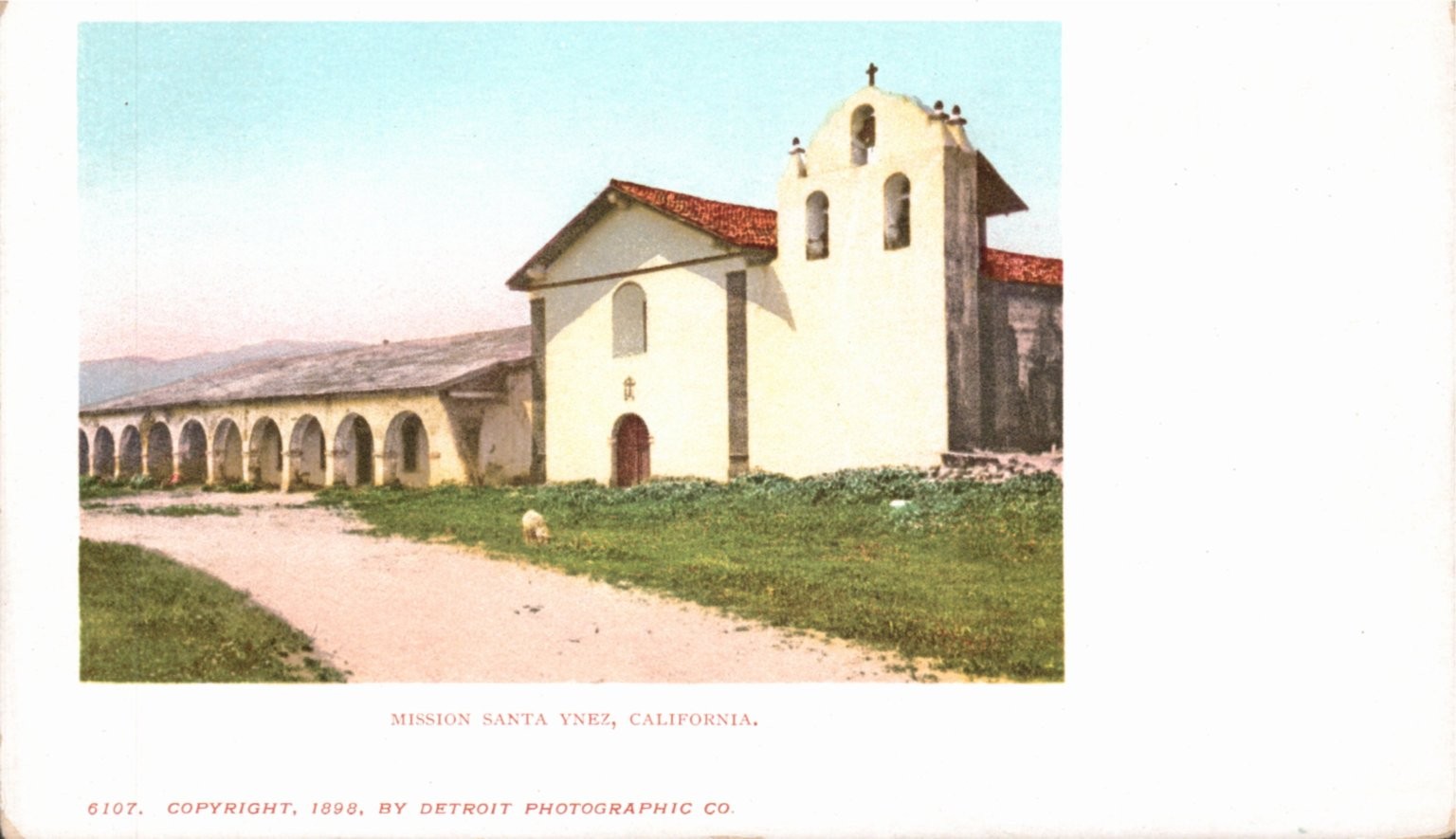Antique UDB 1898 Mission Santa Ynez California Postcard Detroit Photographic Co.