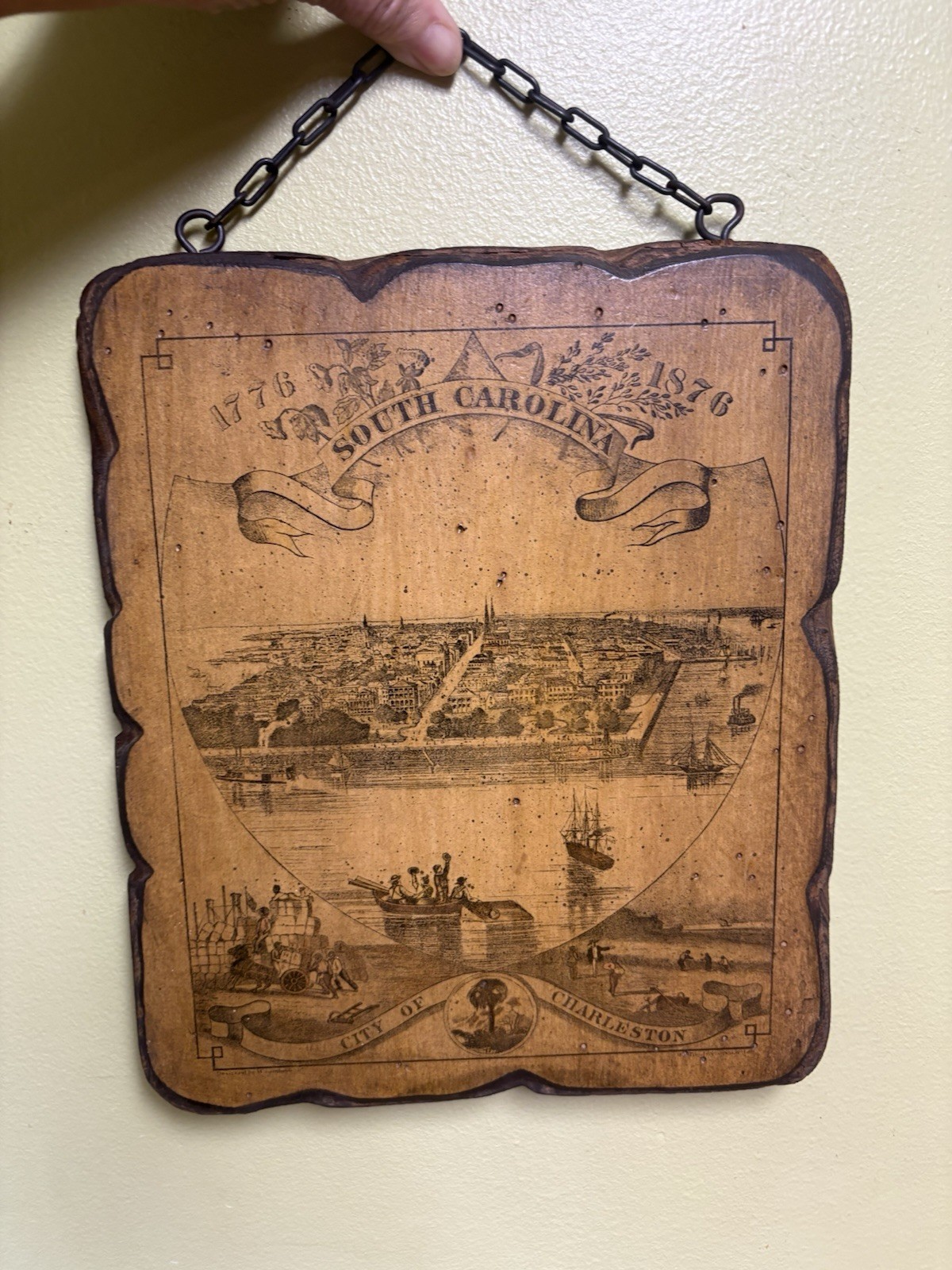 Wood Plaque Of Charleston South Carolina 1776 -1876