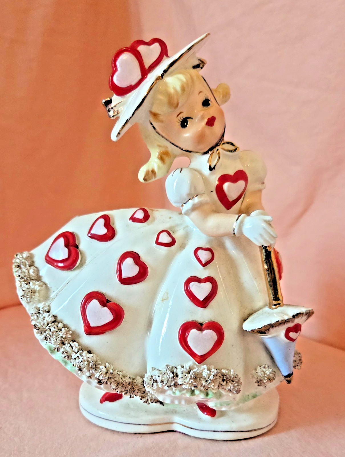 Vintage Relpo Valentine day girl planter..