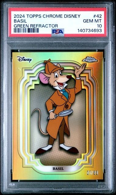 2024 Topps Chrome Disney #42 Basil Green /99 PSA 10 - Great Mouse Detectiv-POP 5