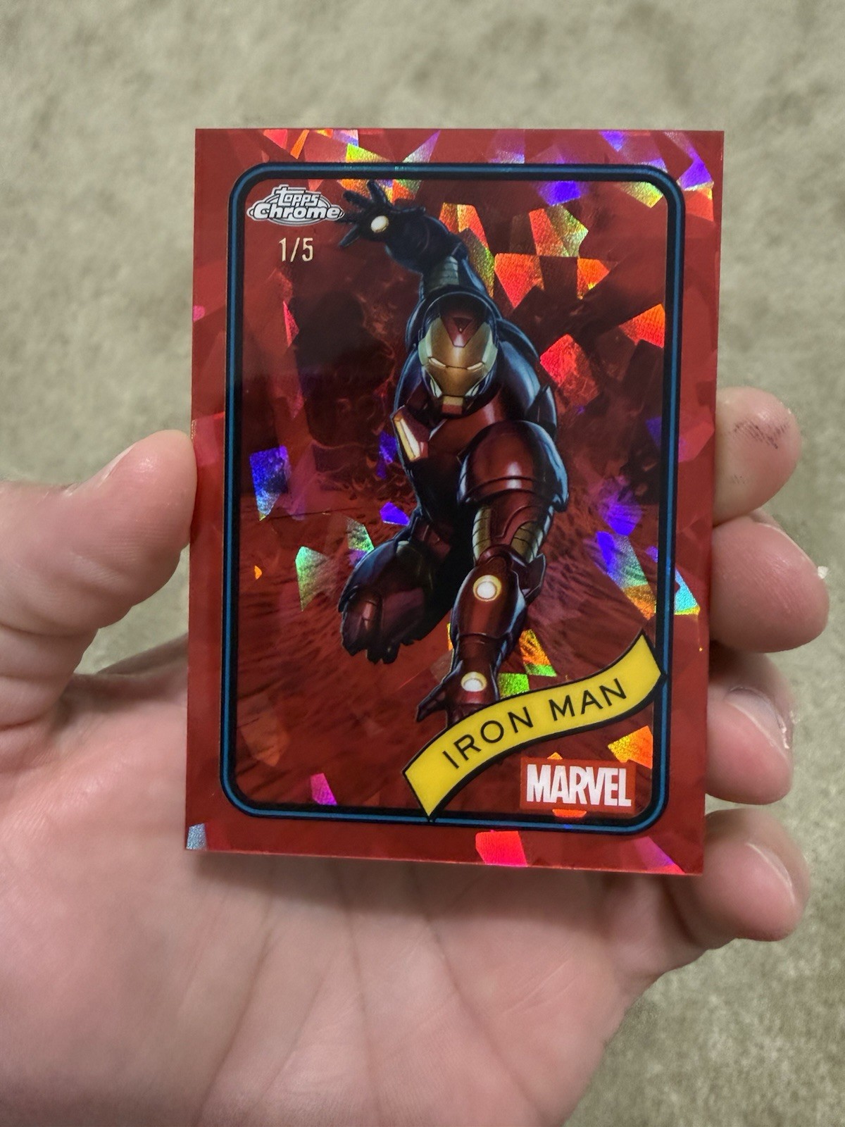 2025 Topps Chrome Marvel Sapphire Iron Man #1 ALPHA Red 1/5