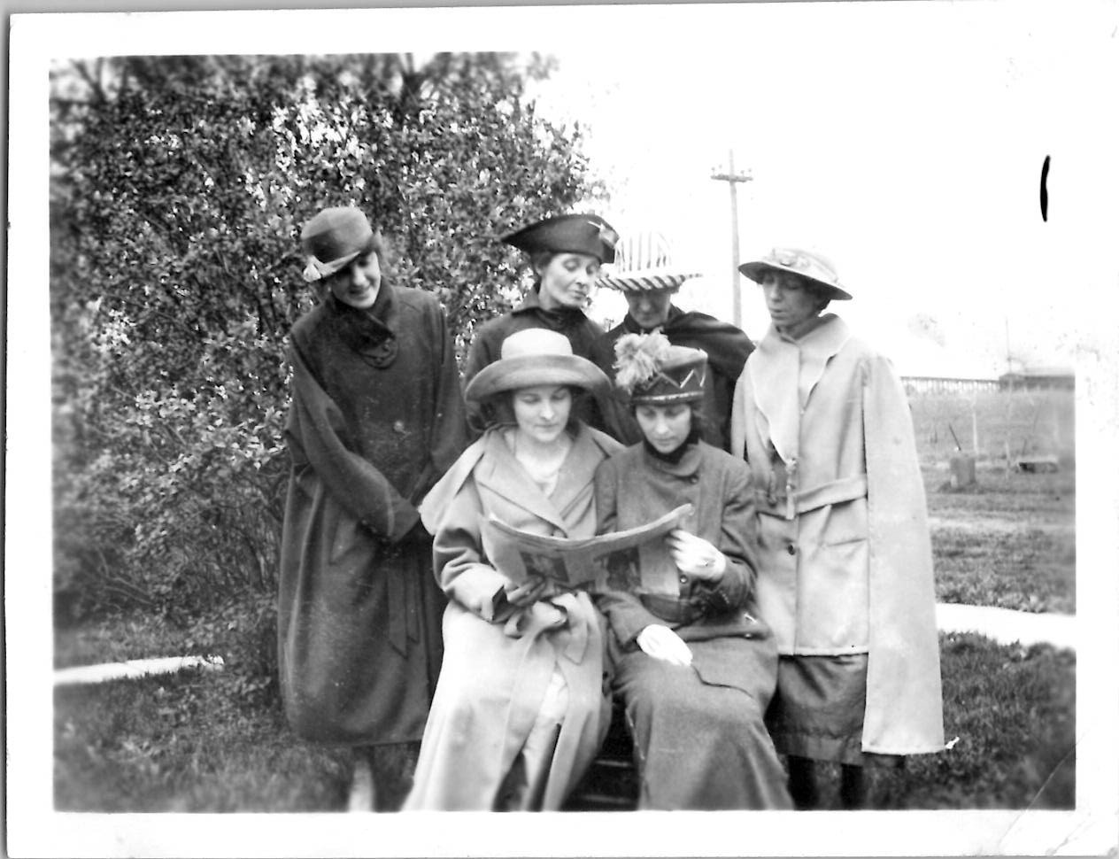 Bohemian Flapper Women Reading Newspaper Snapshot Americana 1920s Vintage Photo
