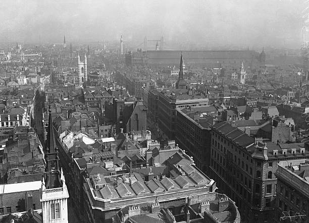 Aerial View of the London Skyline circa 1920 Old Photo