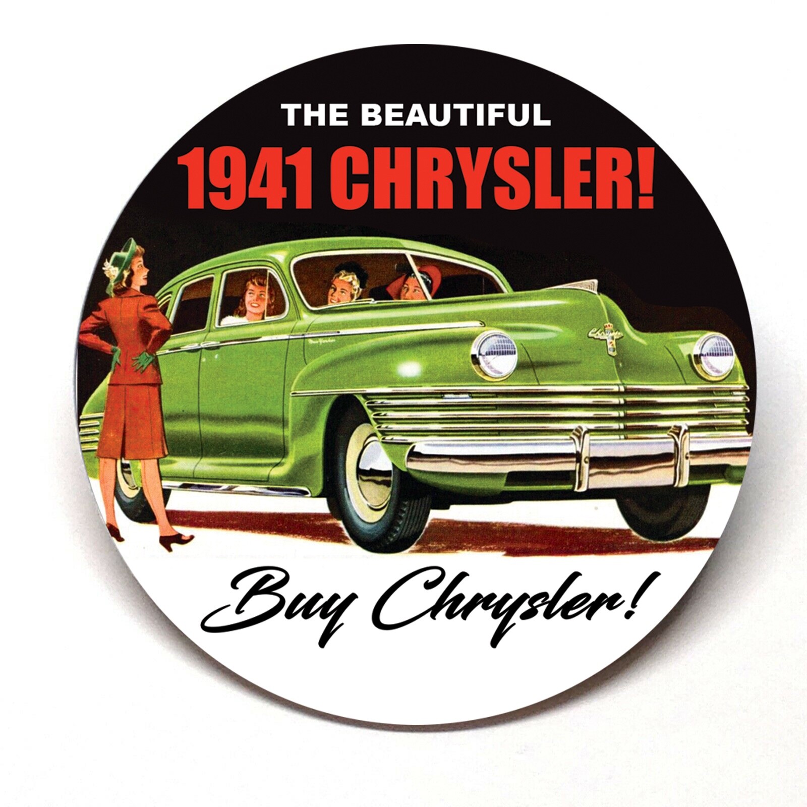 Chrysler 1941 Advertising Pocket Mirror Vintage Style