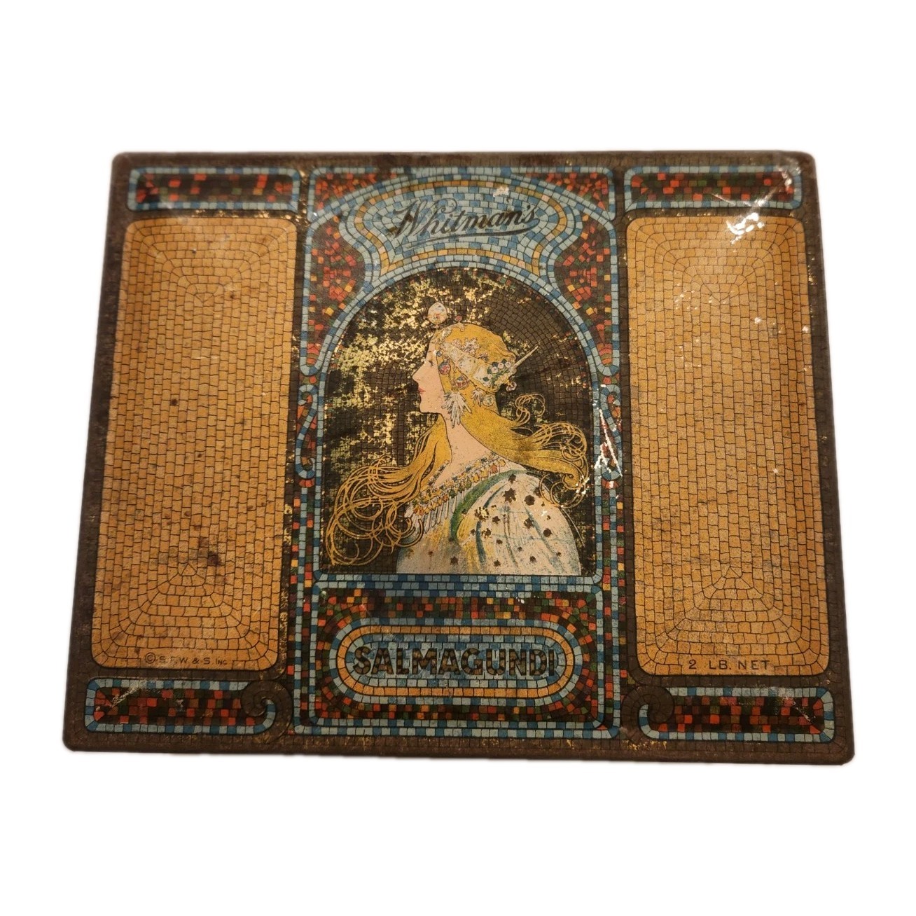 Vintage 1920s Whitman\'s Sampler Chocolate Tin Art Nouveau