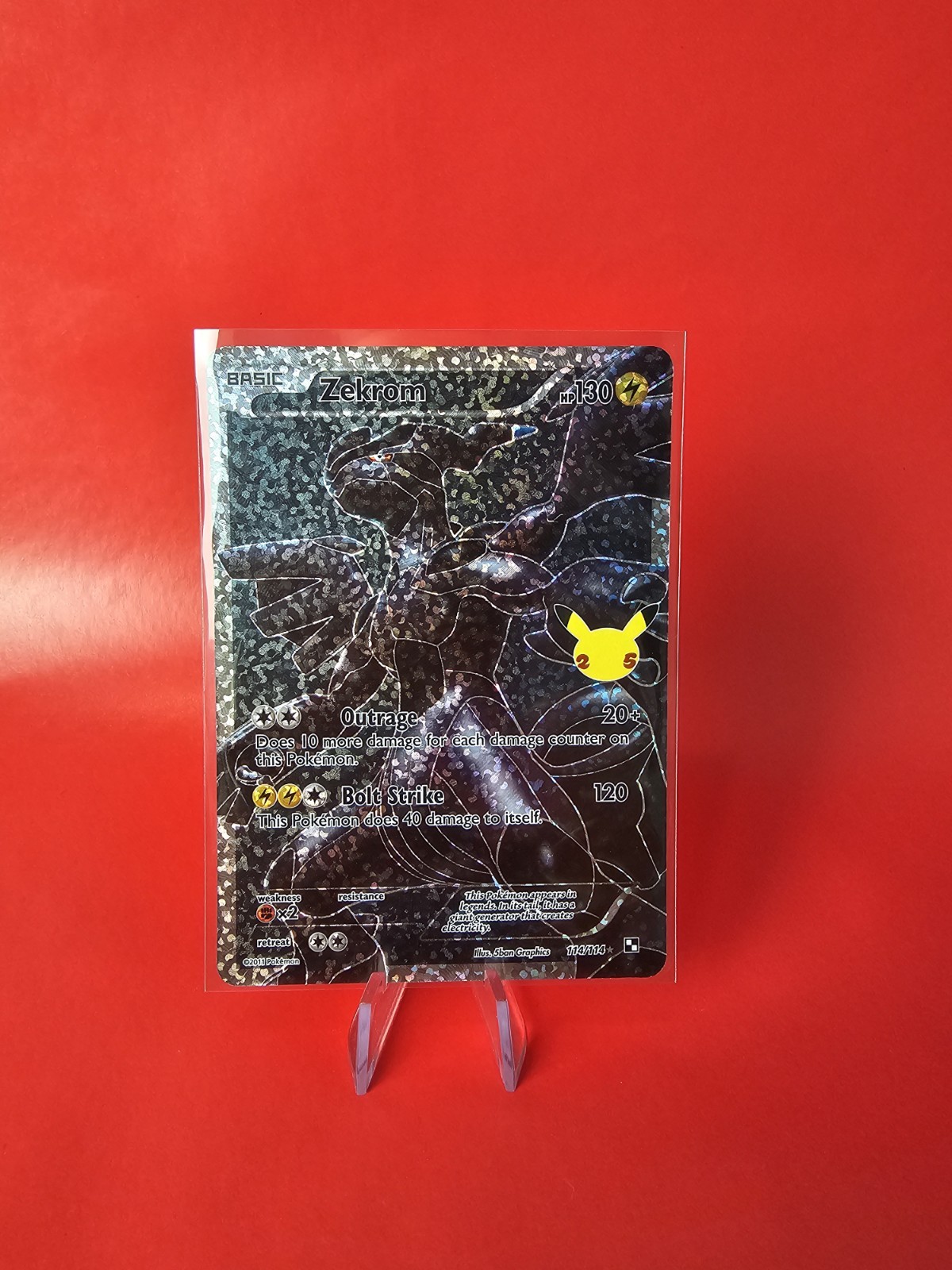 Pokémon TCG Zekrom 114/114 Holo Rare Card 25th Anniversary Celebrations