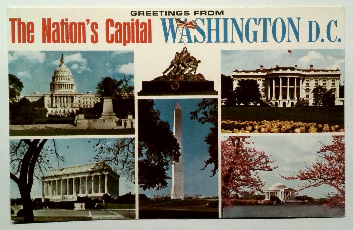 Vintage Washington D.C. Photochrome Litho Postcard - Nation's Capital Landmarks