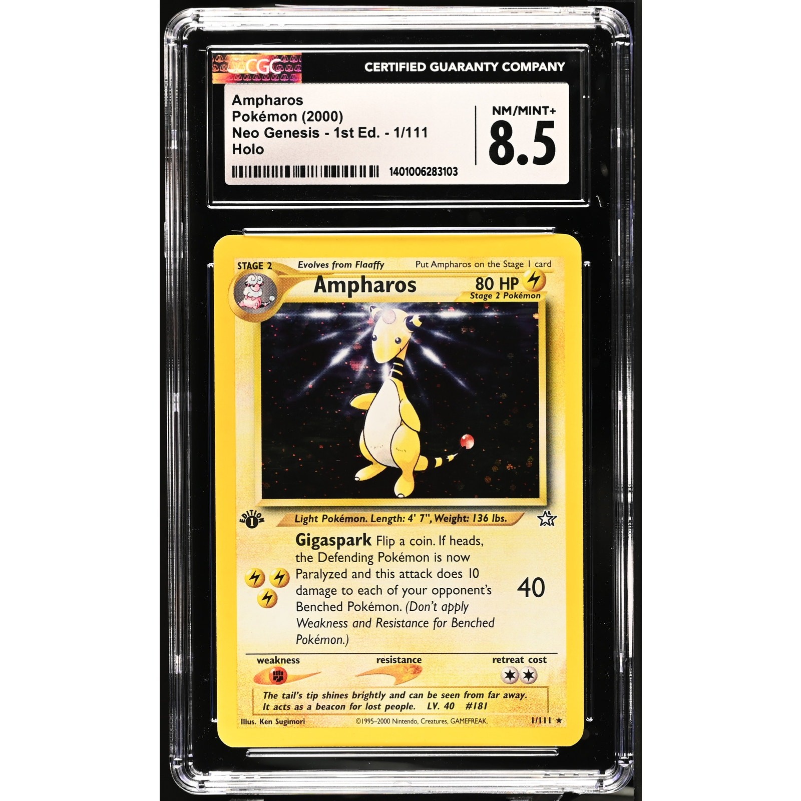 Pokémon Ampharos Neo Genesis 1st Ed CGC 8.5