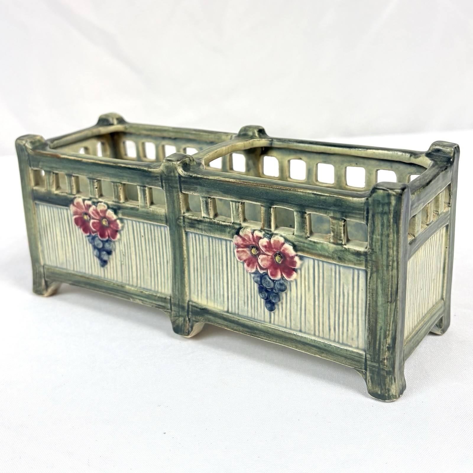 Vtg Antique 1920s Weller Klyro Ware Pottery Floral Ceramic Basket Planter 8
