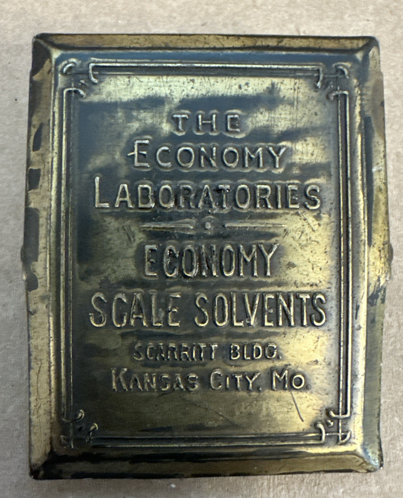 Vintage The Economy Laboratories Scale Solvents Kansas City MO Metal Paper Clip
