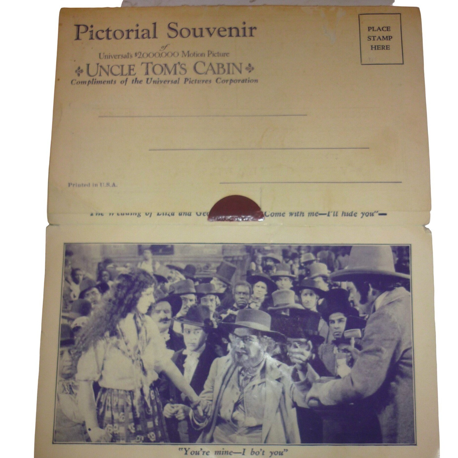 Rare 1927 Uncle Toms Cabin Silent Movie Pictorial Postcard Folder Palm Vitaphone