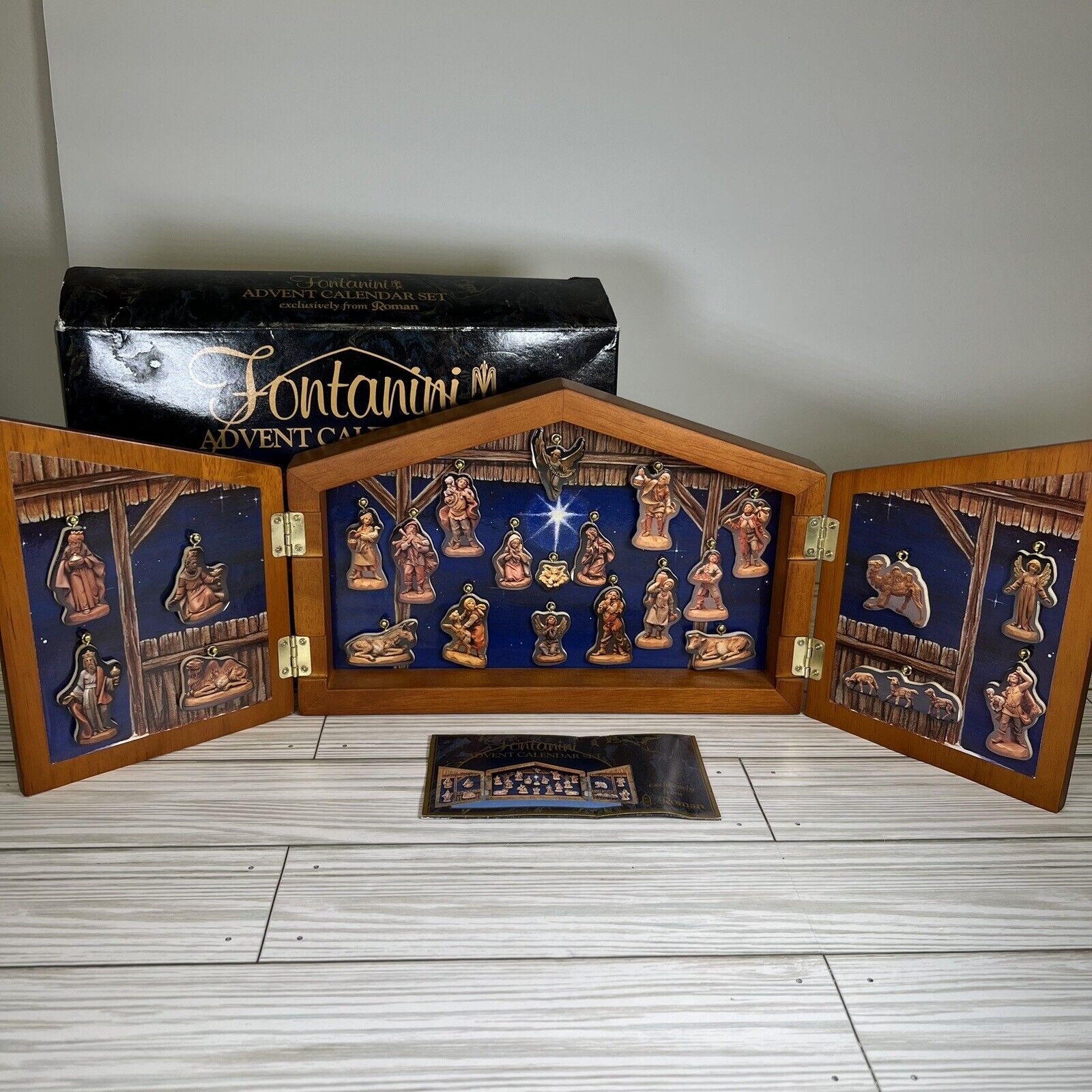 Fontanini Wooden Advent Calendar Set Nativity Stable Scene Complete