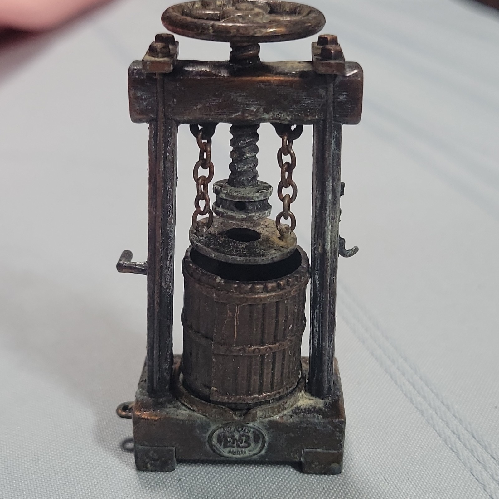 Vintage Spanish Metal Minature Replica Fruit Apple Cider Press Pencil Sharpener