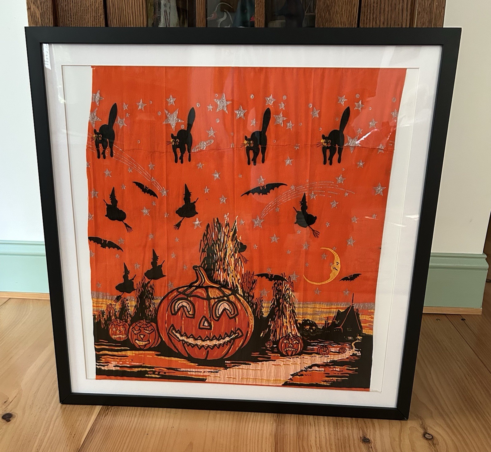 Vintage/ Antique Halloween Crepe Paper Framed.