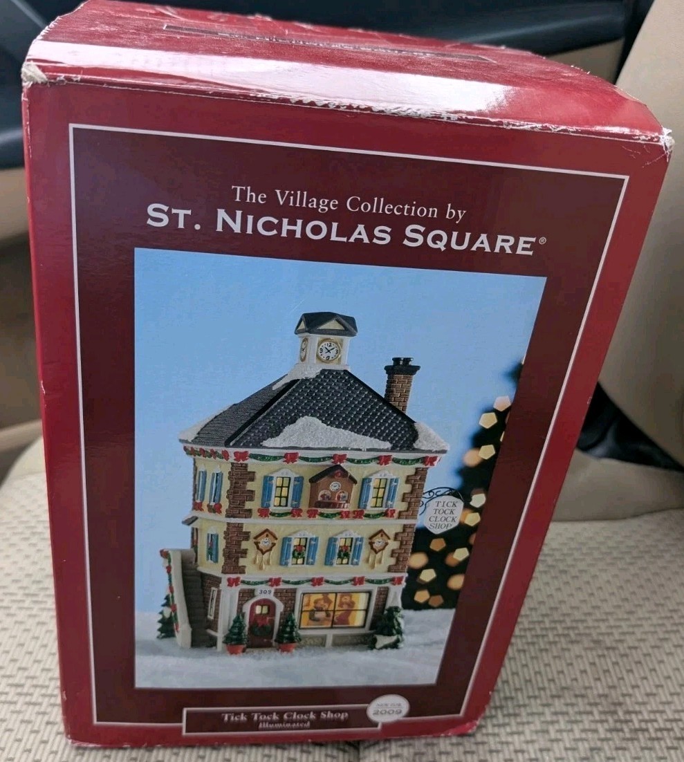 St. Nicholas Square Village Collection Tick Tock Clock Shop 2009 - New Unused 