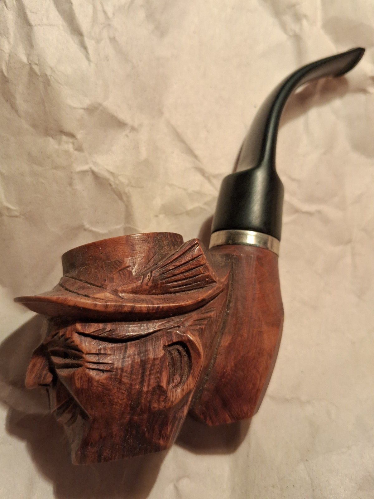 Unsmoked- Rare Folk Art Carved Sculpture Tobacco Pipe -Nice Gift