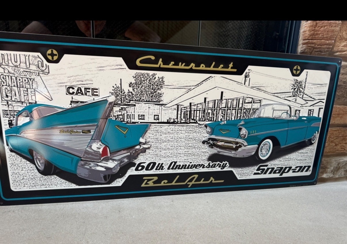 60TH ANNIVERSARY 1957 CHEVROLET BELAIR METAL SIGN from SNAP-ON TOOLS NEW
