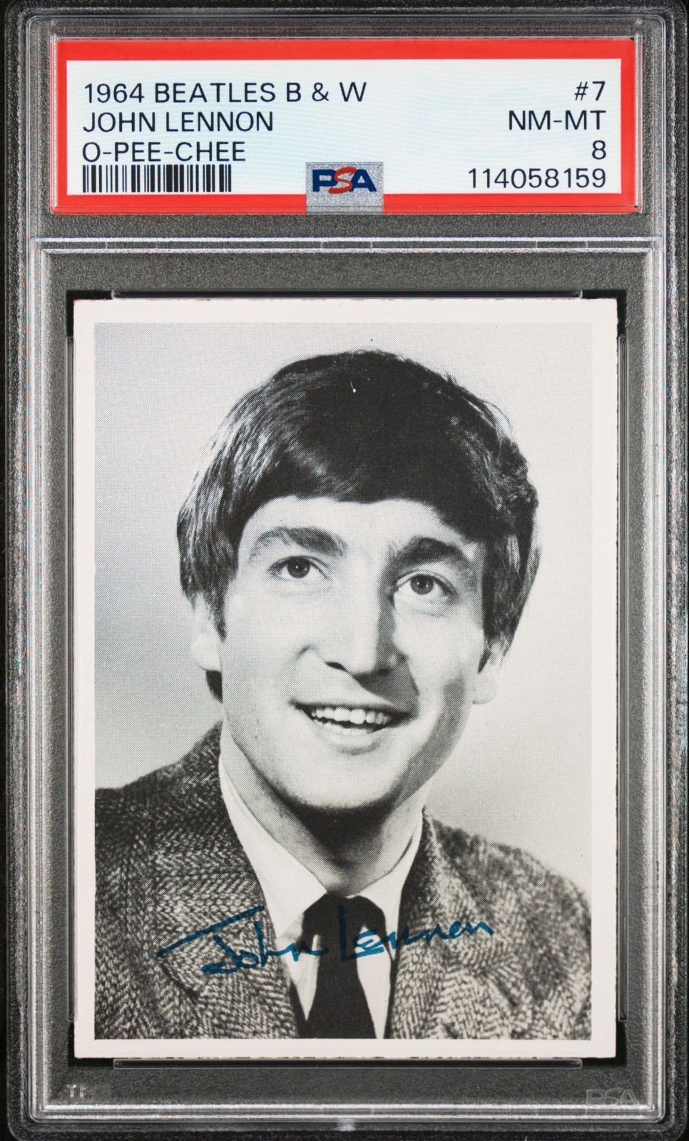 1964 O-PEE-CHEE OPC THE BEATLES B&W TOPPS 7 JOHN LENNON PSA 8 