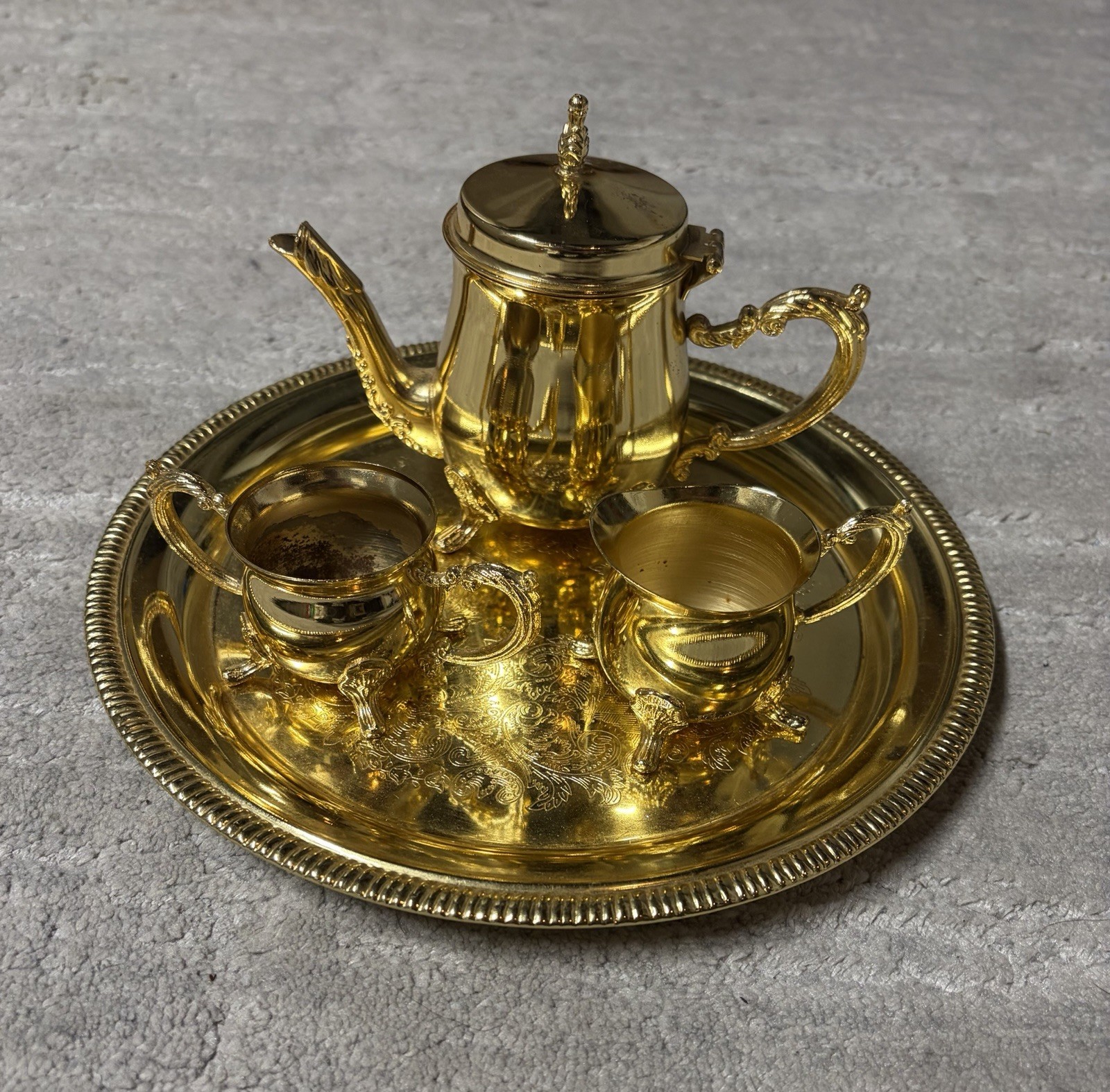 Vintage Davco Silver Ltd. Gold-Tone Silver-Plated 4 Piece Coffee And Tea Set
