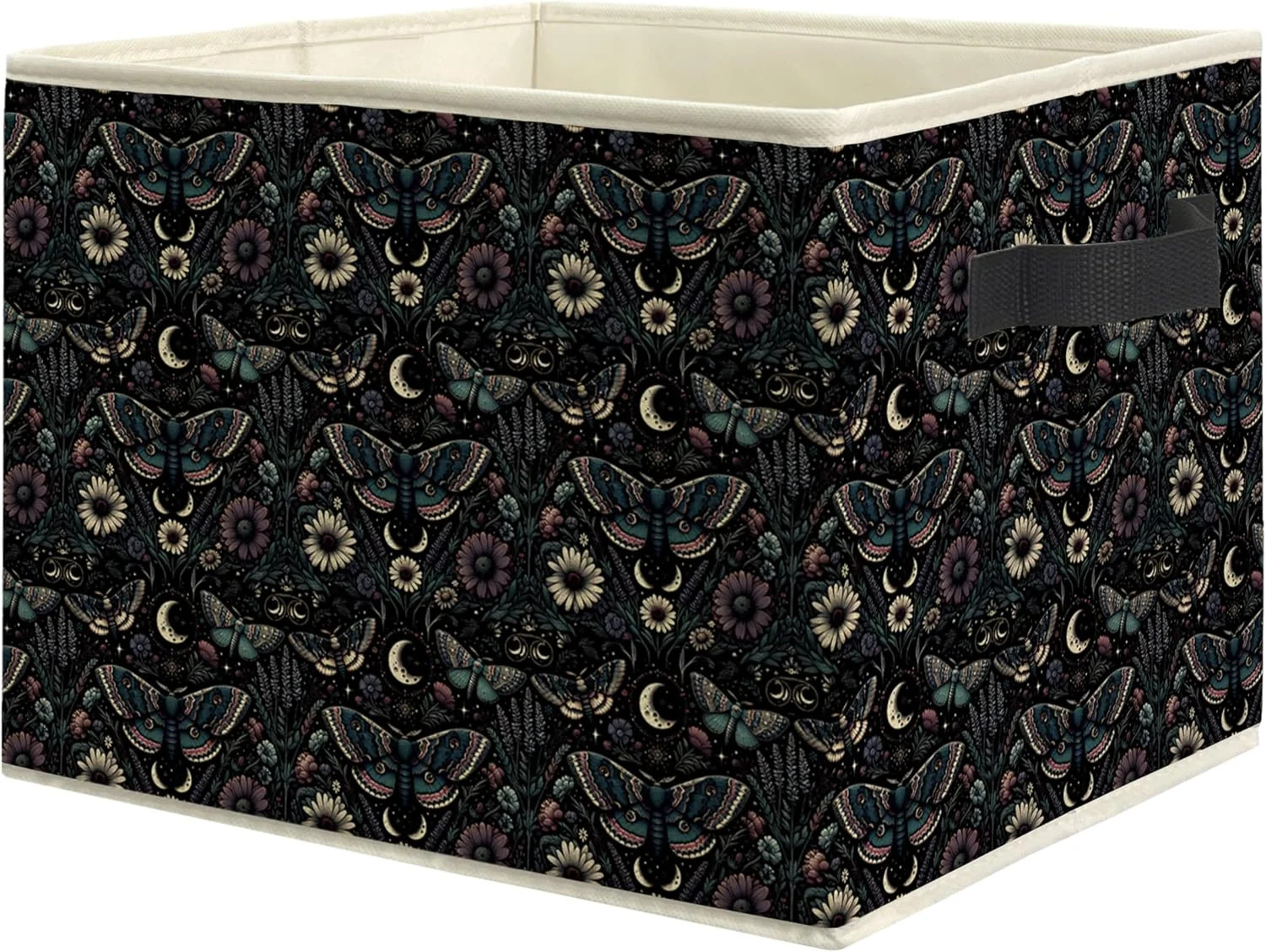 Vintage Dark Gothic Moth Floral Storage Bin Box, Dark Academia Mystical Witchy M