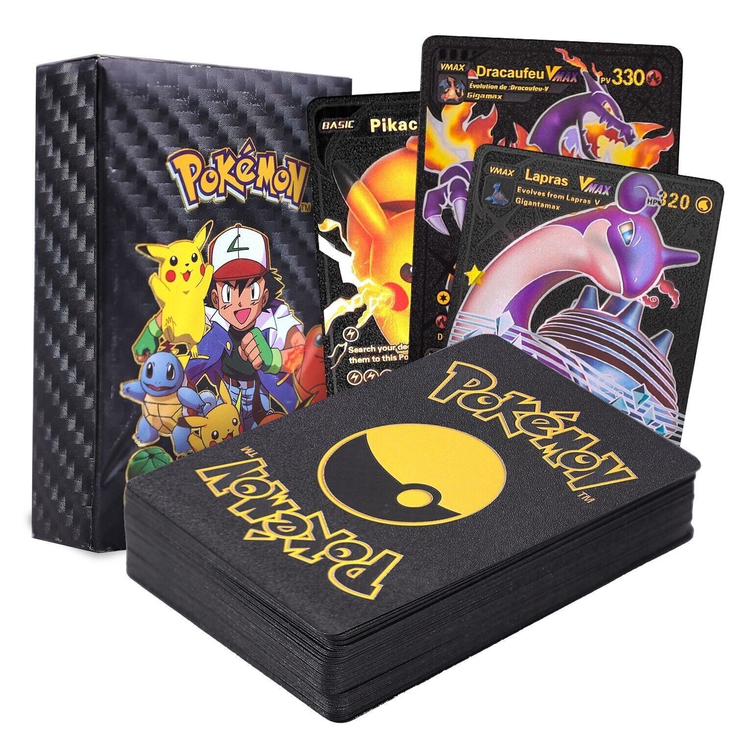 New Foil Black PACK 55 CARDS TCG GX Vmax GX Card Charizard Rare Pokemon Card