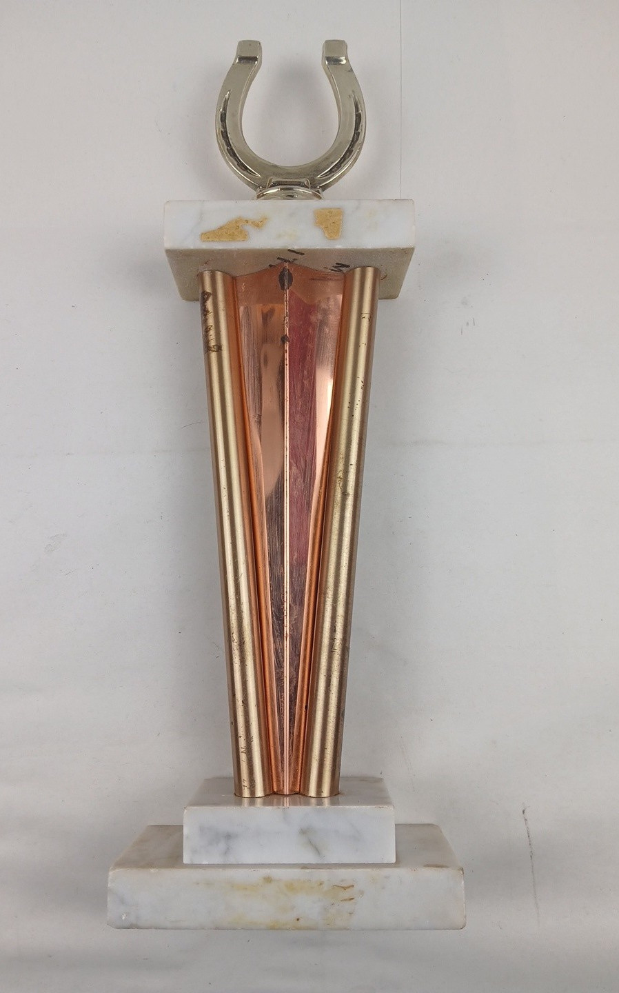 Vintage Gold Tone Metal HORSESHOE Trophy Topper 15