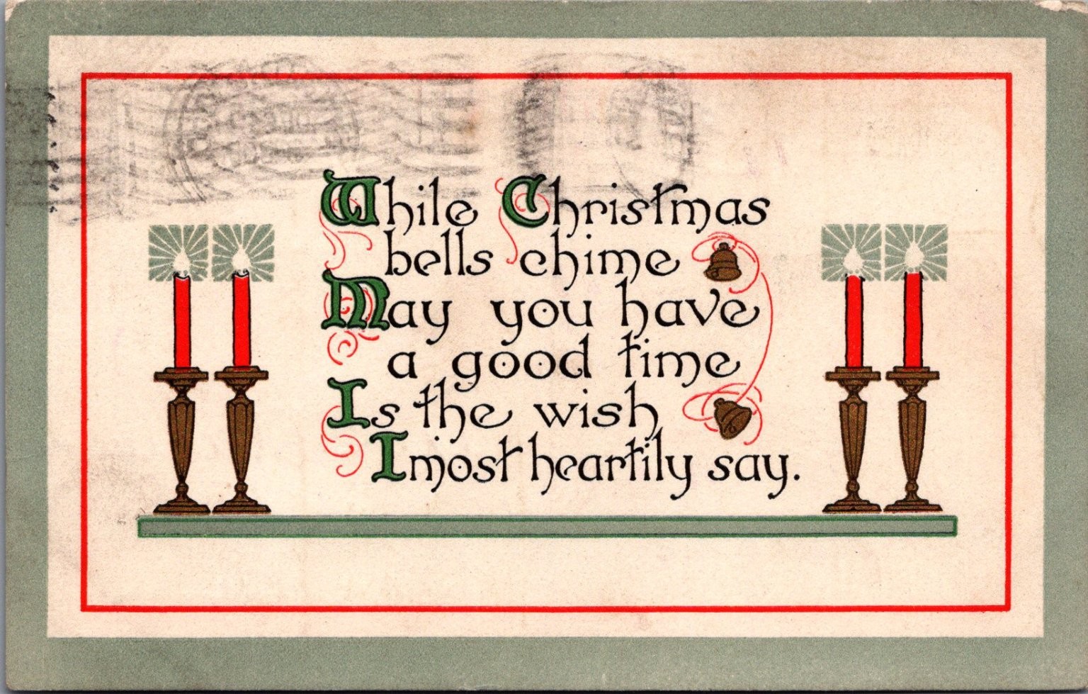 1915 Christmas Bells Chime Leadville CO Postcard Salida CO Postmark