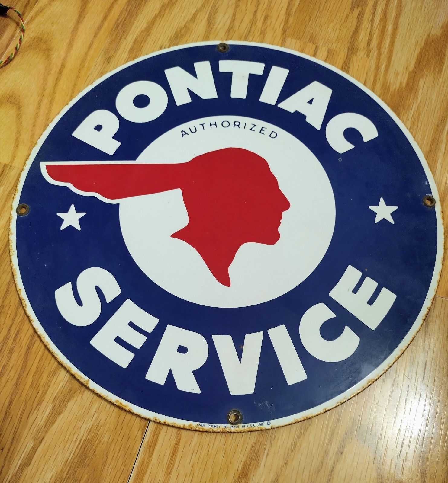 Pontiac Service PORCELAIN SIGN Vintage Automobile Advertising, Patina