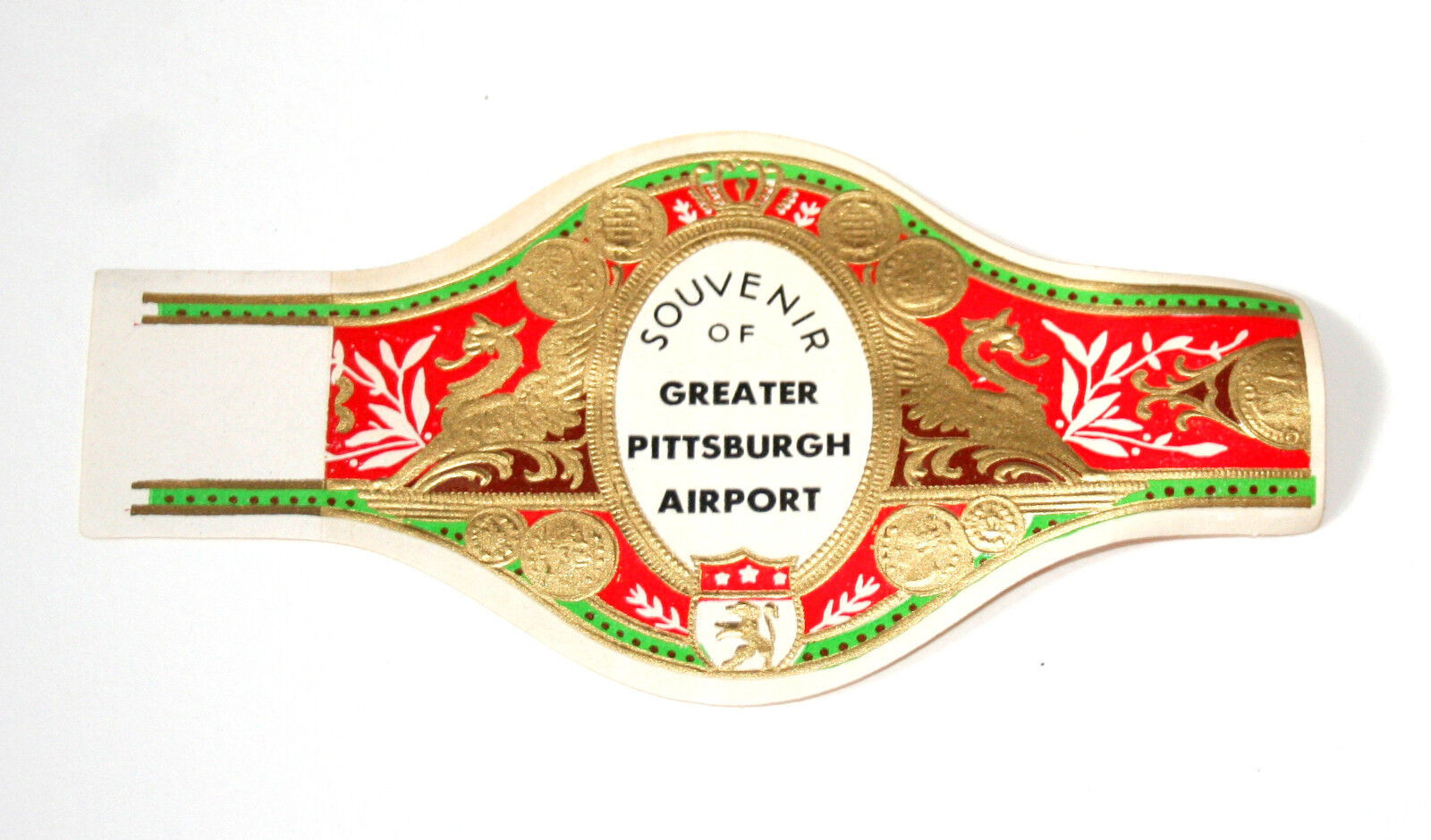 Pittsburgh Airport Tourist Travel Cigar Label Unused NOS New 1950s-60s Embossed
